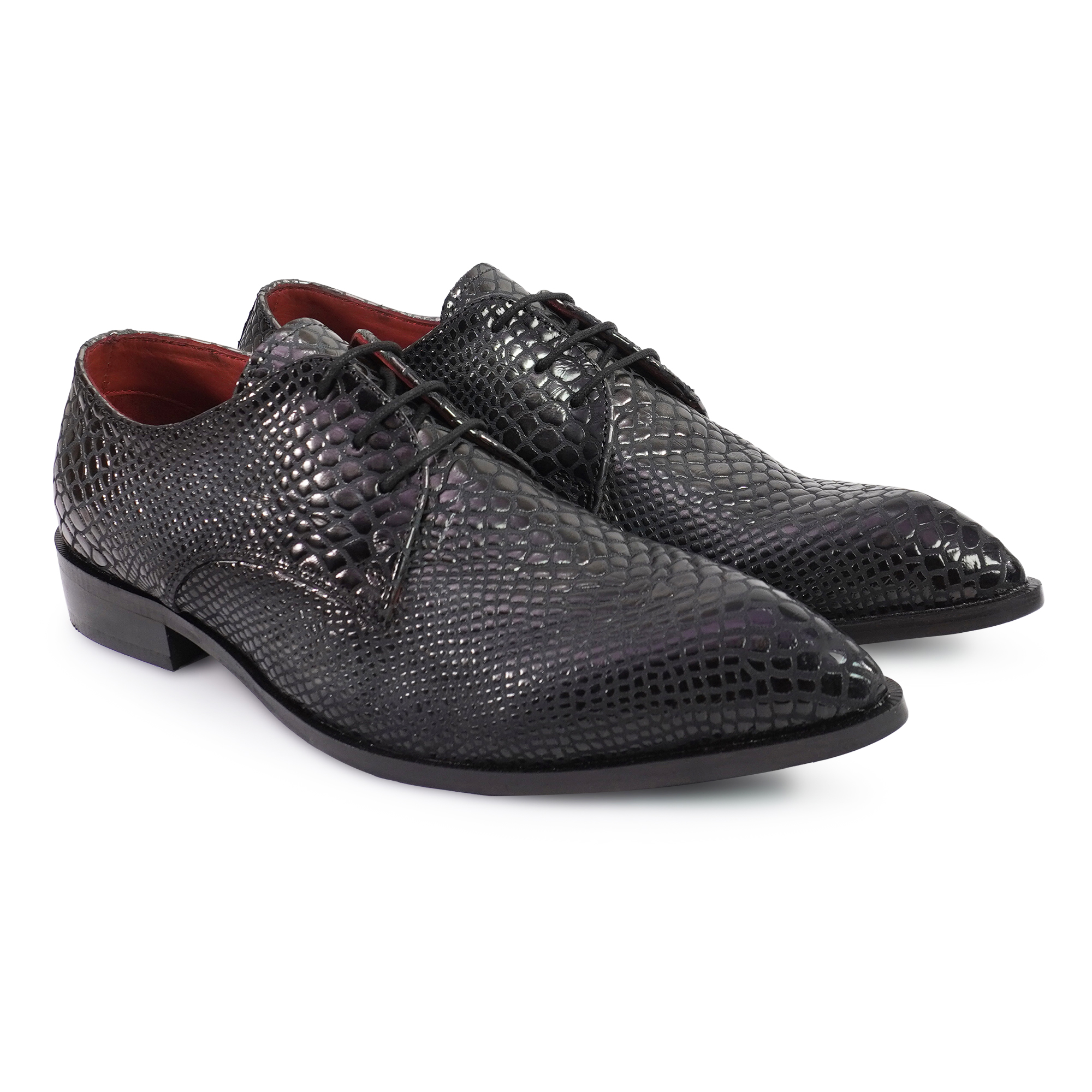 2527 Printed Patent lace up Leather Shoes